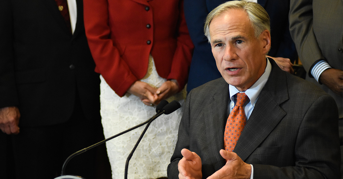 Texas Gov. Greg Abbott speaking at a press conference.