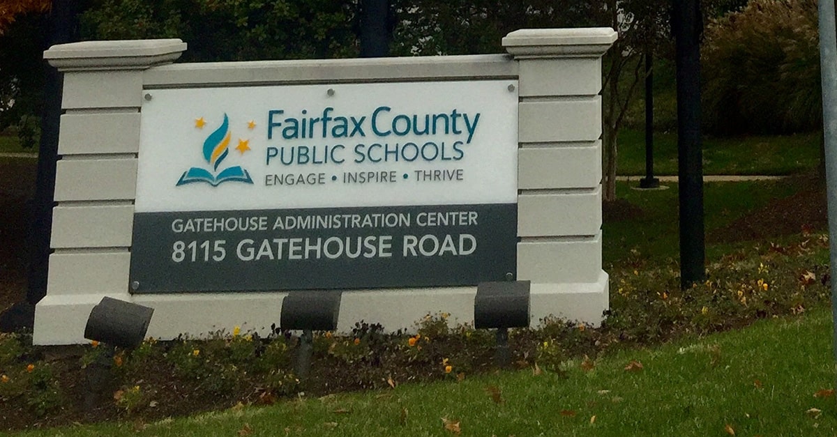 Official sign for Fairfax County Public Schools