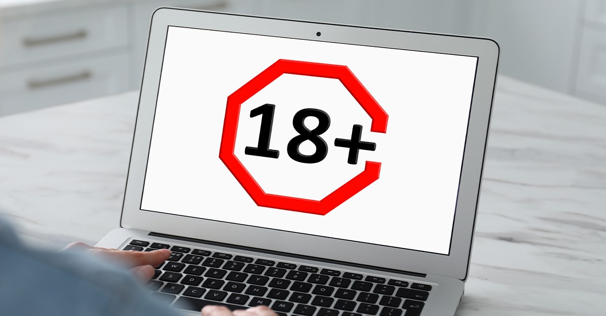 A computer screen displaying "18+"