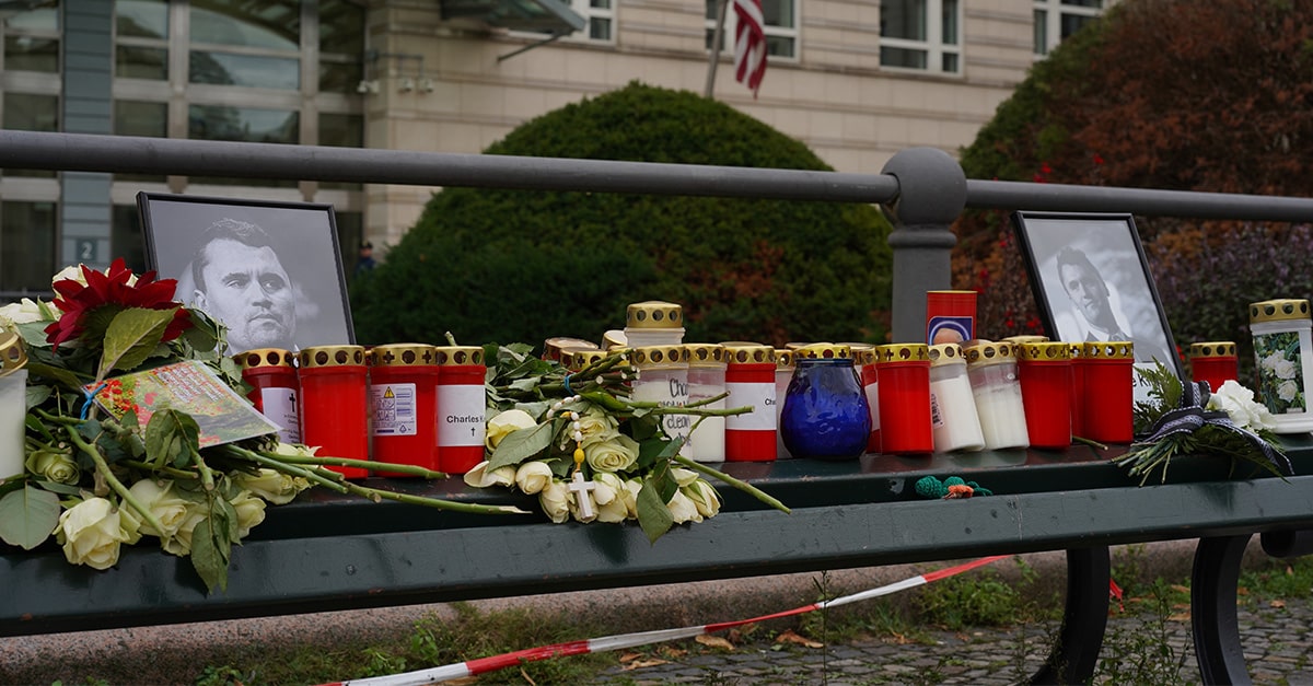 A makeshift memorial is set up at the U.S. Embassy in Germany in honor of Charlie Kirk.